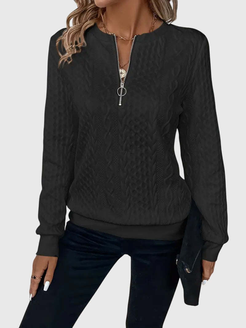 Casimira | Cable Knit Quarter-Zip Sweater view 10