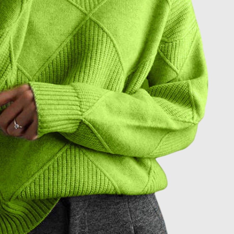 Wrenna | Roll Neck Sweater with Diagonal Seam Detail view 8