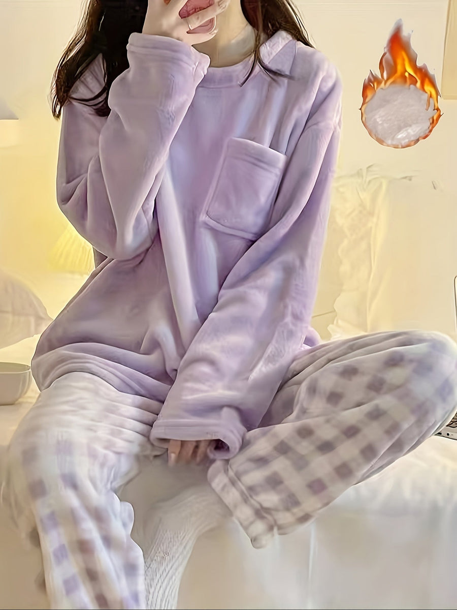 Marcella | Women's Plush Pajama Set – Cozy Two Piece Lounge Set view 7