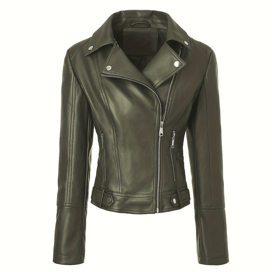 Mabel | Women's Moto Jacket – Sculpted Zip Front Tailored Biker Jacket view 11