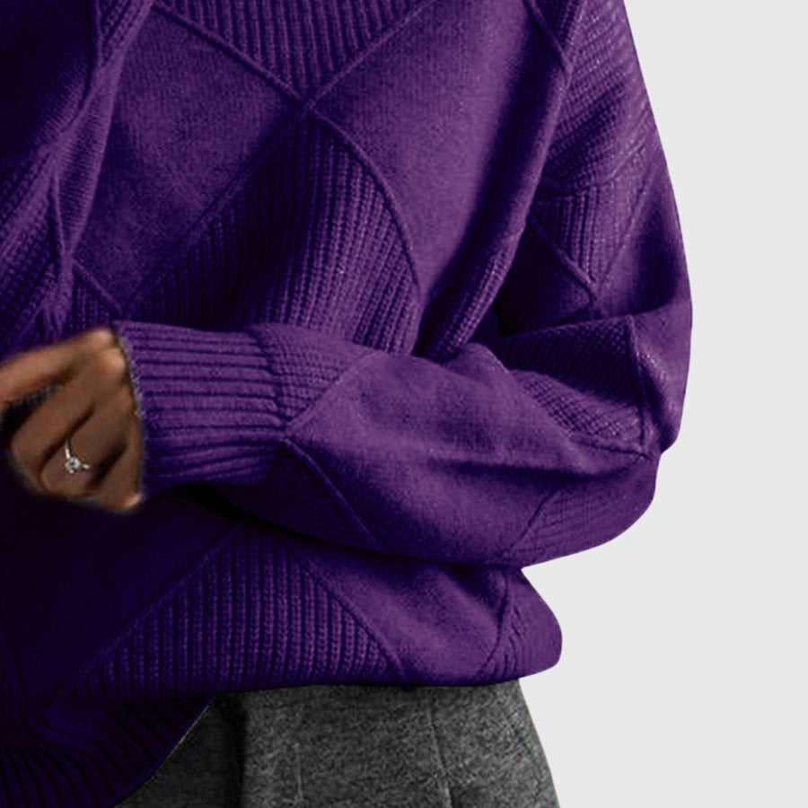 Wrenna | Roll Neck Sweater with Diagonal Seam Detail view 14