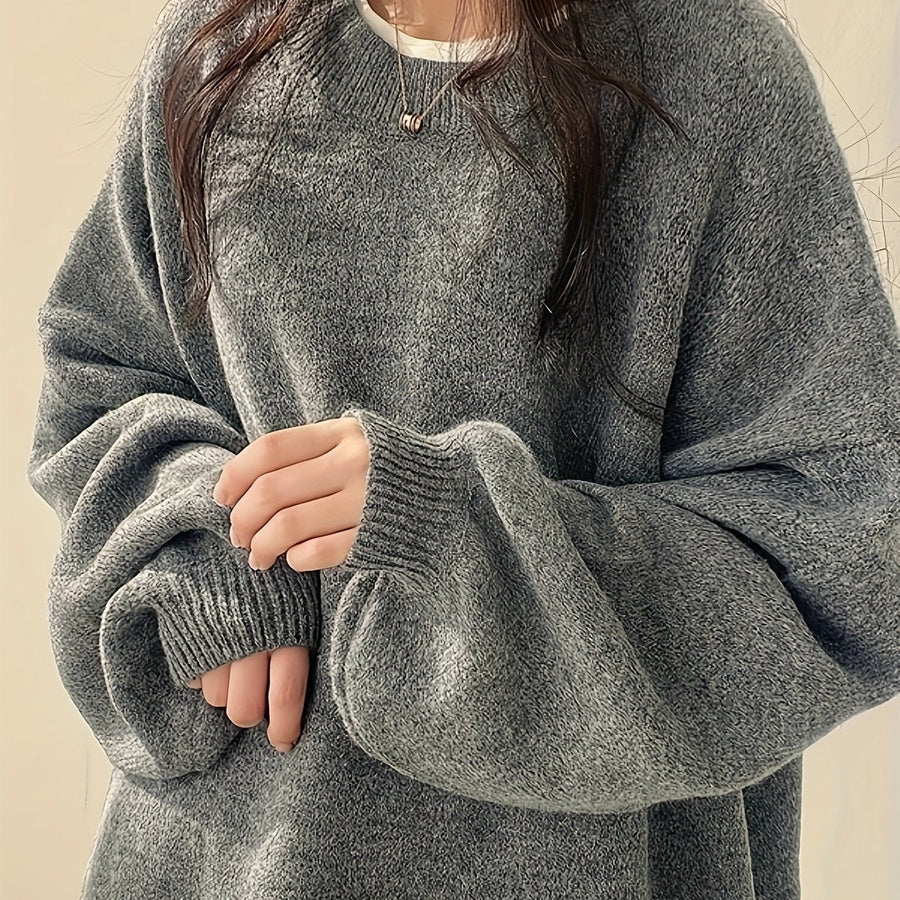 Perpetua | Oversized Crew Neck Sweater with Balloon Sleeves view 11