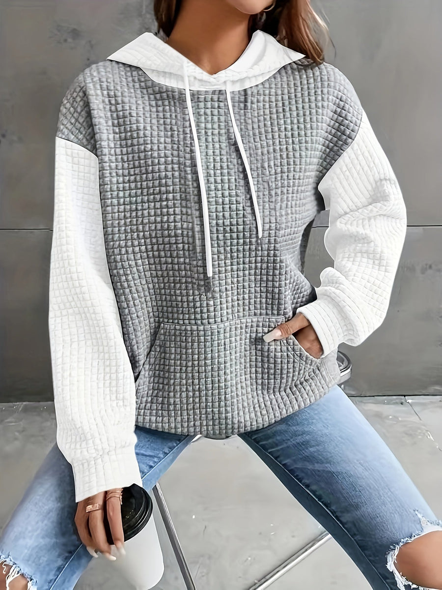 Brenna | Women's Waffle Knit Hoodie – Oversized Cozy Pullover Sweatshirt view 2