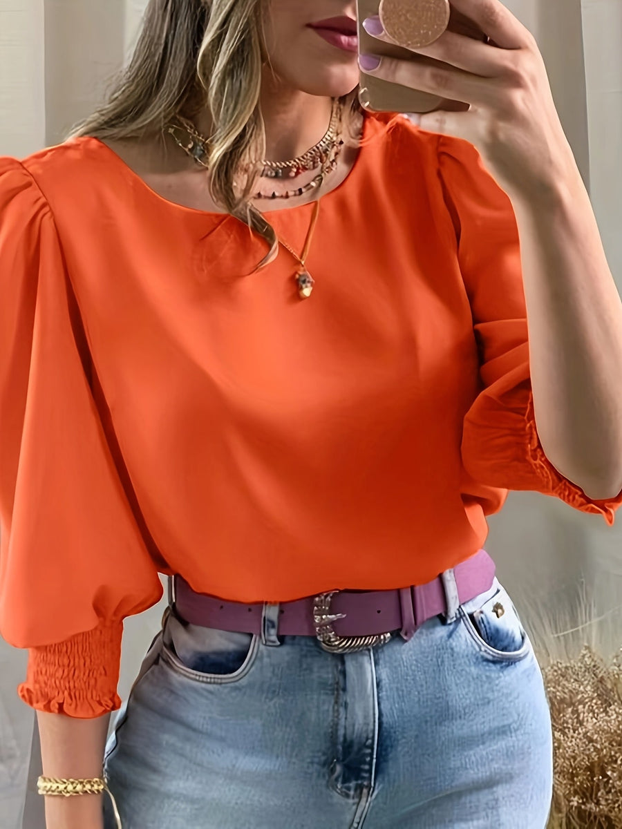 Ellen | Women's Puff Sleeve Blouse – Elegant Long Sleeve Dressy Top view 2