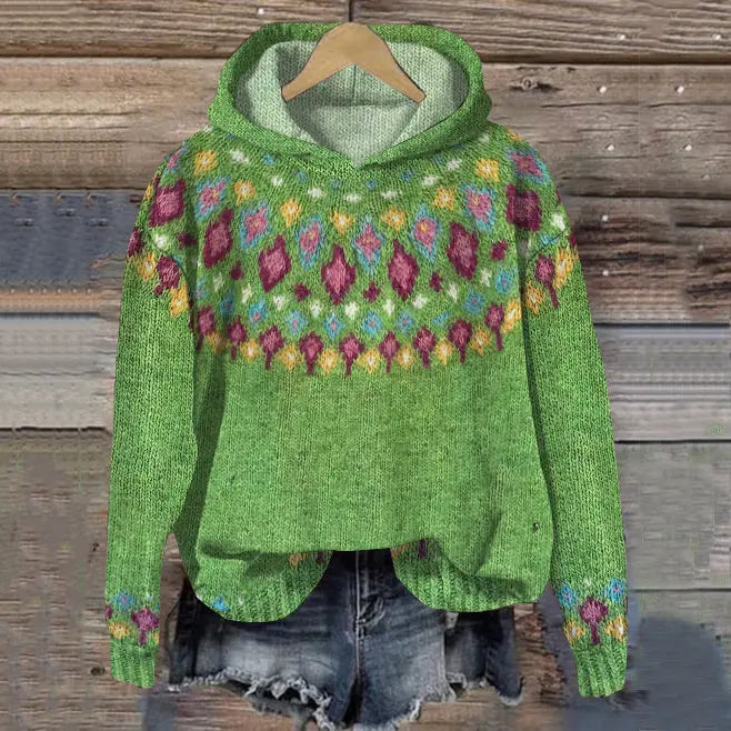 Amaya | Oversized Fair Isle Hoodie Sweater for Women view 2