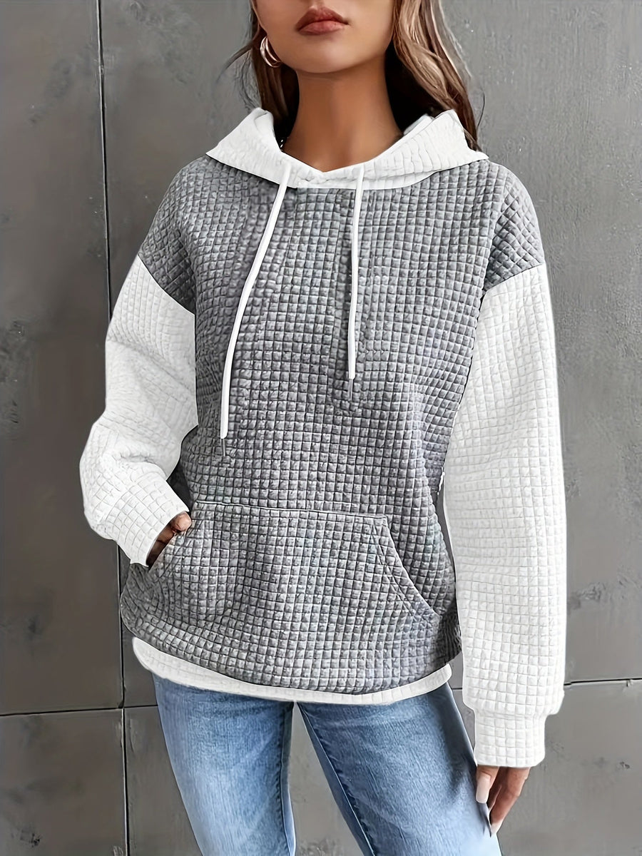 Brenna | Women's Waffle Knit Hoodie – Oversized Cozy Pullover Sweatshirt view 5