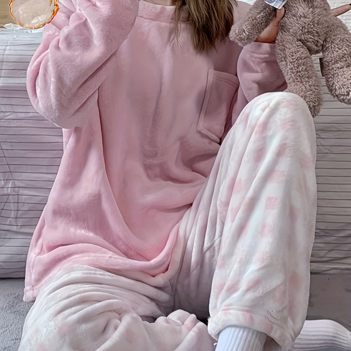 Marcella | Women's Plush Pajama Set – Cozy Two Piece Lounge Set