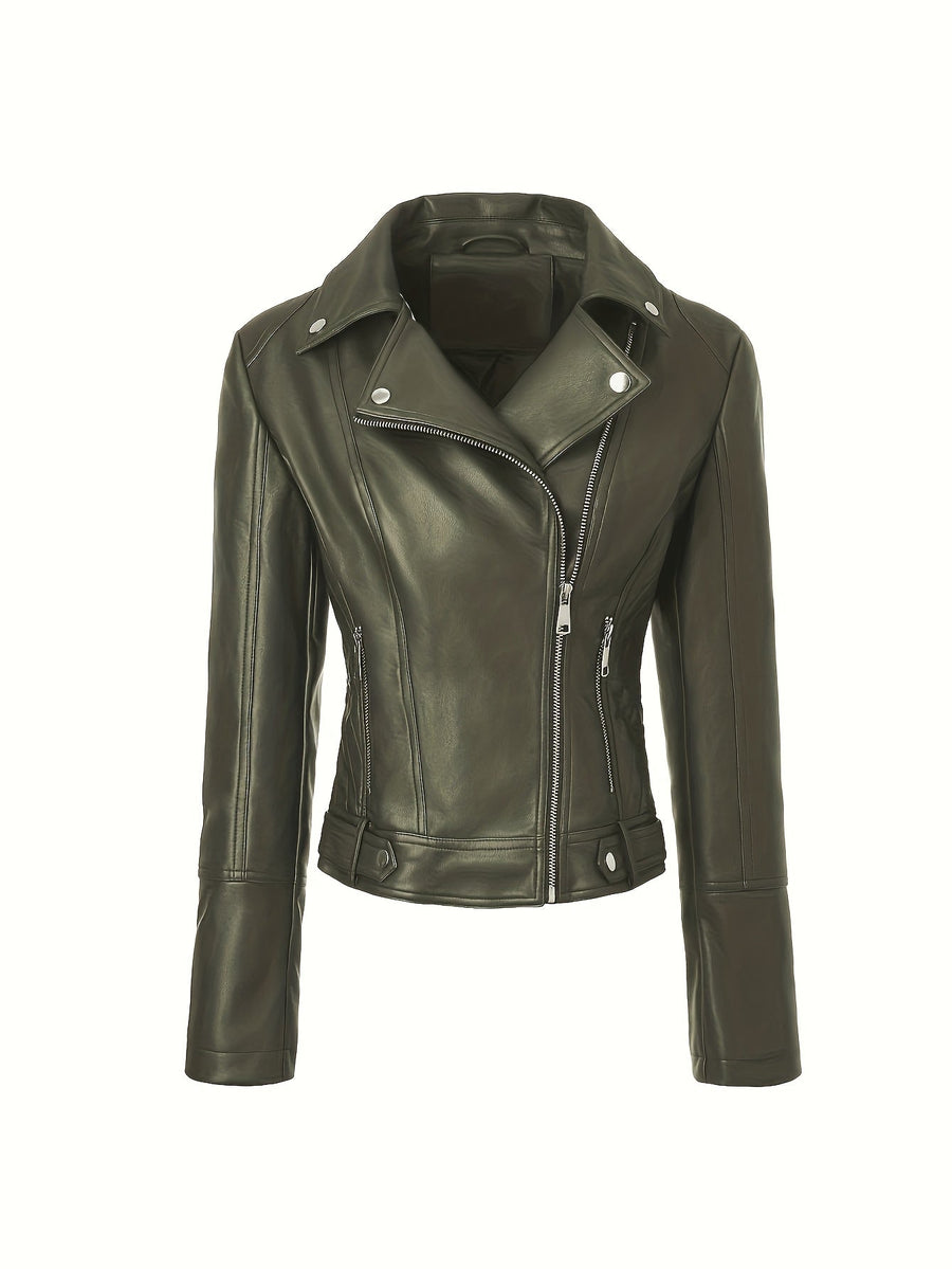 Mabel | Women's Moto Jacket – Sculpted Zip Front Tailored Biker Jacket view 12
