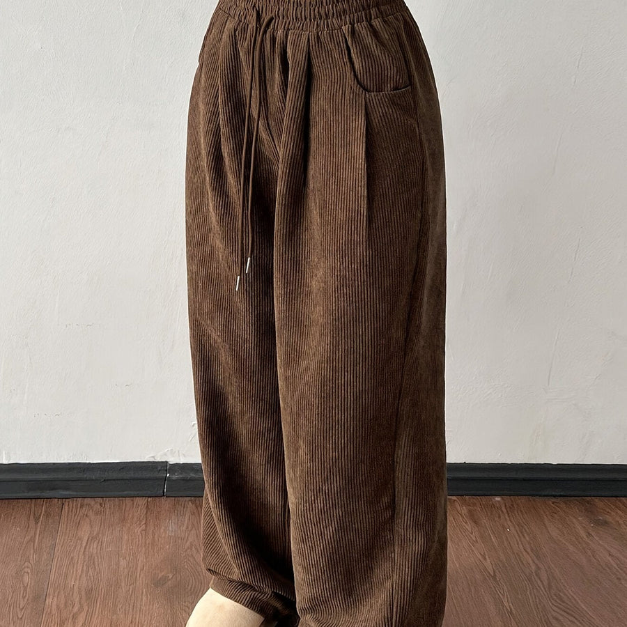 Tallulah | Women's Wide Leg Pants – Relaxed High Waisted Textured Trousers view 1