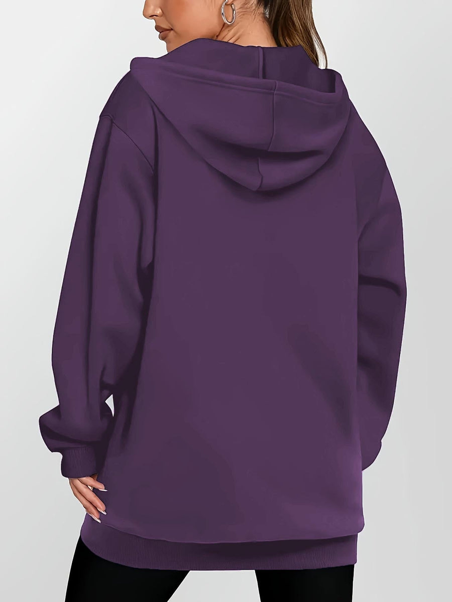 Heather | Women's Longline Zip Up Hoodie – Hooded Jacket Tunic Sweatshirt view 2