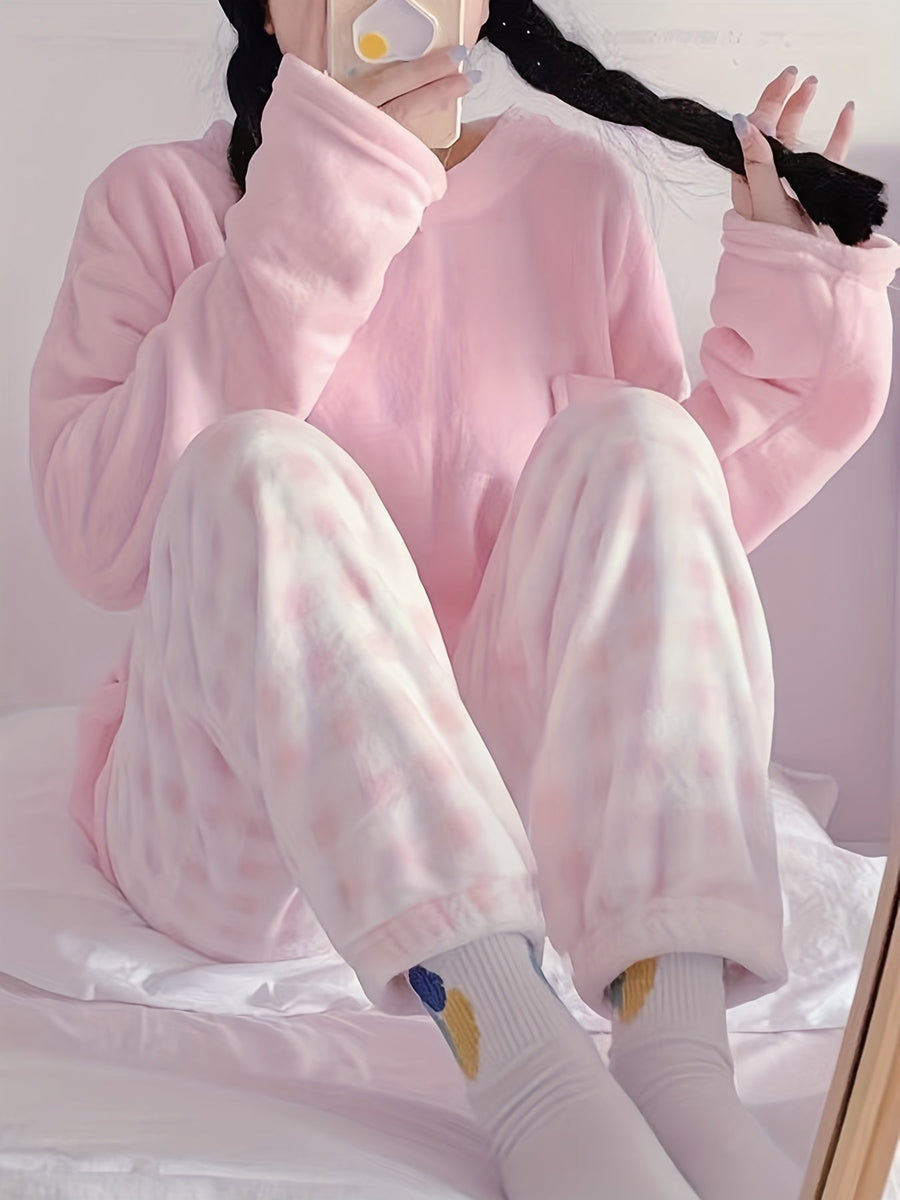 Marcella | Women's Plush Pajama Set – Cozy Two Piece Lounge Set view 3