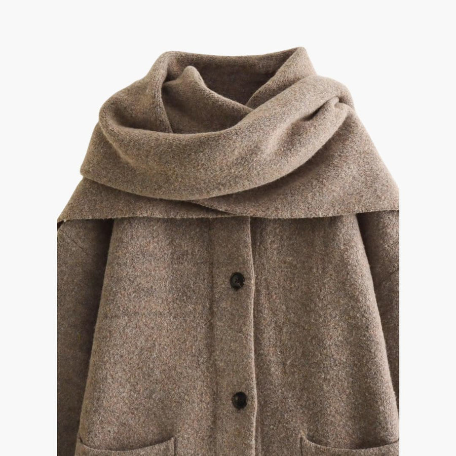 Viola | Button-Up Cardigan with Matching Scarf and Long Sleeves view 3