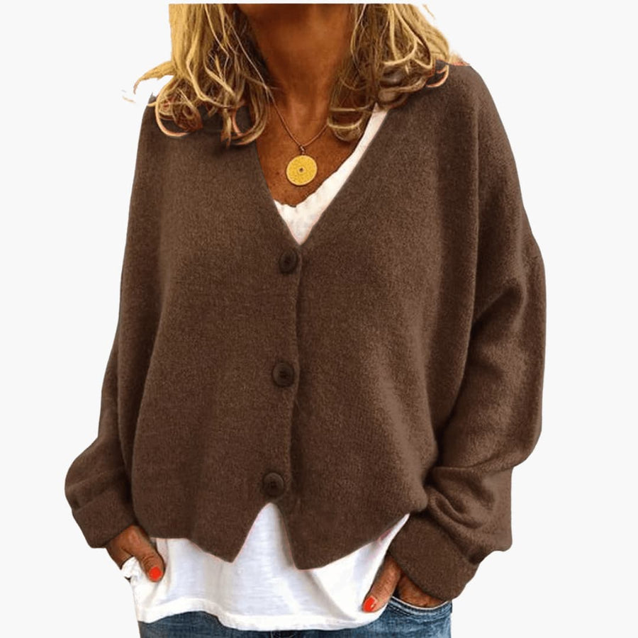 Brooke | Knitted Button Cardigan with V-Neckline and Long Sleeves view 8
