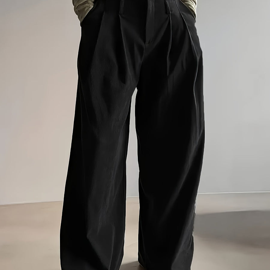 Celine | Women's Pleated Wide Leg Trousers – High Waisted Dress Pants view 1