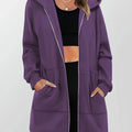 Heather | Women's Longline Zip Up Hoodie – Hooded Jacket Tunic Sweatshirt
