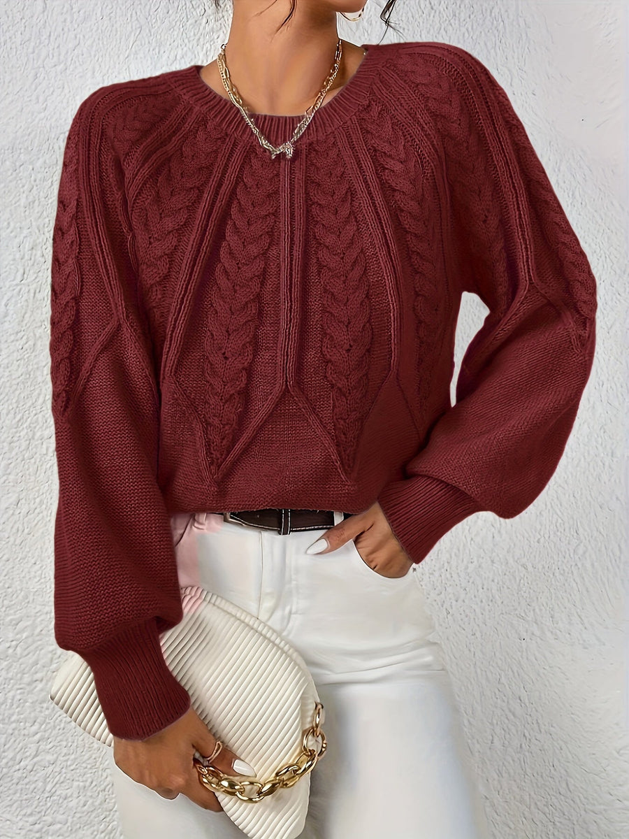 Eleanor | Women's Oversized Cable Knit Sweater – Relaxed Chunky Winter Pullover view 10