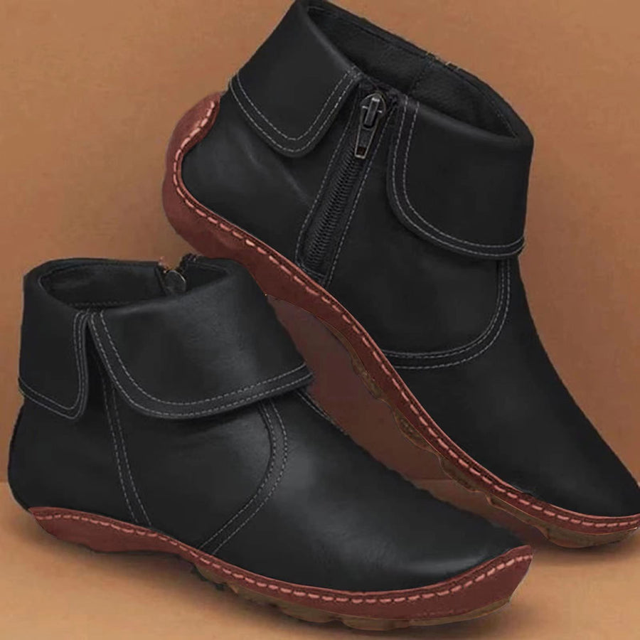 Camilla | Vintage-Style Contrast Stitching Boots view 3
