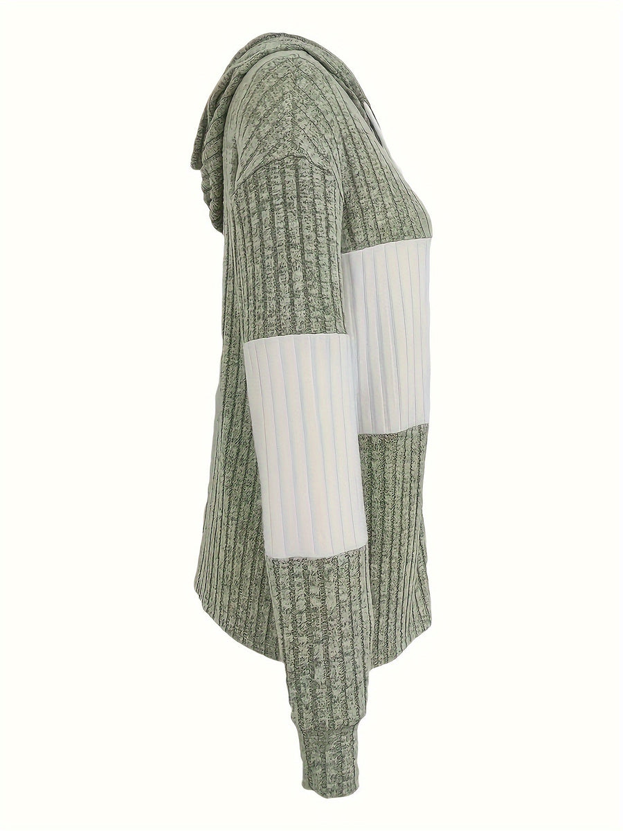 Shannon | Women's Zip Up Hoodie – Color Block Ribbed Cozy Sweatshirt view 5