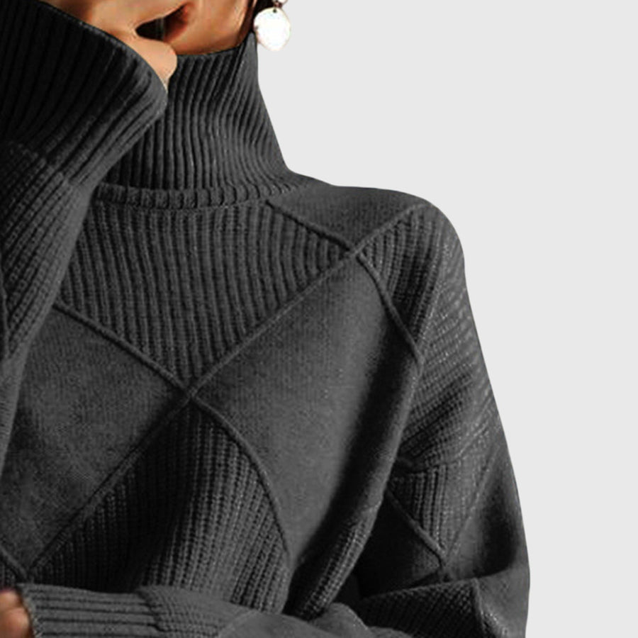 Wrenna | Roll Neck Sweater with Diagonal Seam Detail view 12