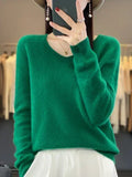 Hester | Women's Winter Sweater – Relaxed Fit V-Neck, Green