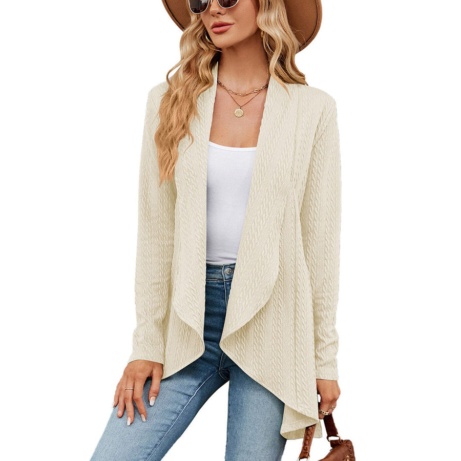 Effie | Women's Winter Cardigan – Cable Knit Waterfall view 11
