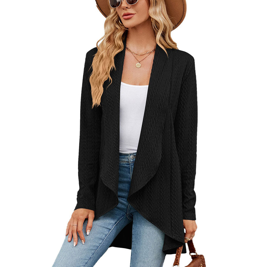Effie | Women's Winter Cardigan – Cable Knit Waterfall view 6