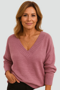 Marisha | Deep V-Neck Ribbed Collar Sweater