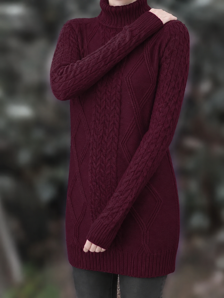 Helena | Women's Winter Sweater – Oversized Cable Knit Turtleneck view 32