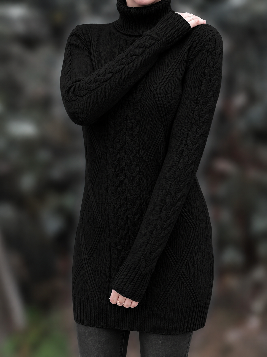 Helena | Women's Winter Sweater – Oversized Cable Knit Turtleneck view 35