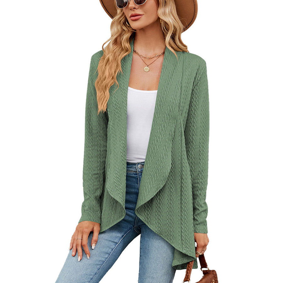 Effie | Women's Winter Cardigan – Cable Knit Waterfall view 10