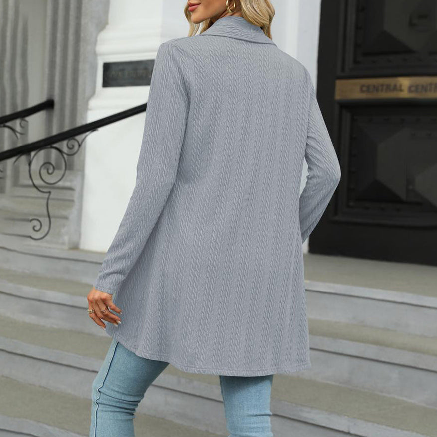 Effie | Women's Winter Cardigan – Cable Knit Waterfall view 2