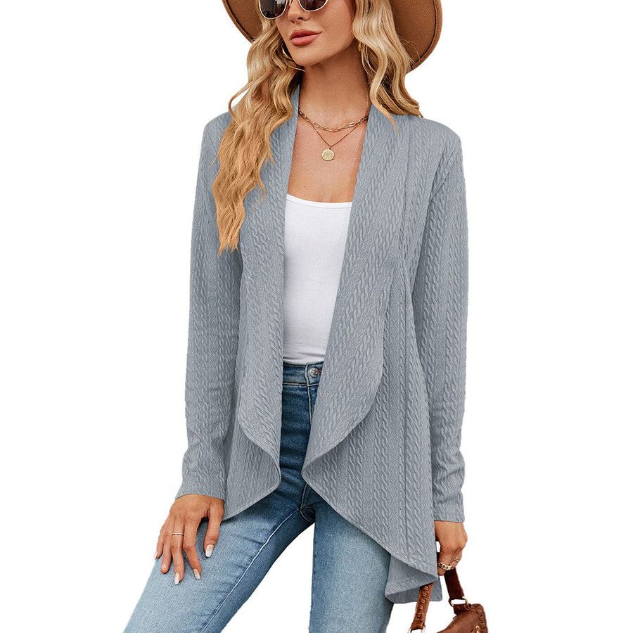 Effie | Women's Winter Cardigan – Cable Knit Waterfall view 9