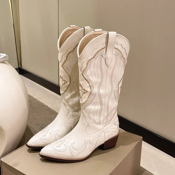 Ava | Women's Western Cowboy Boots – Classic Pointed Toe Mid Calf Boots