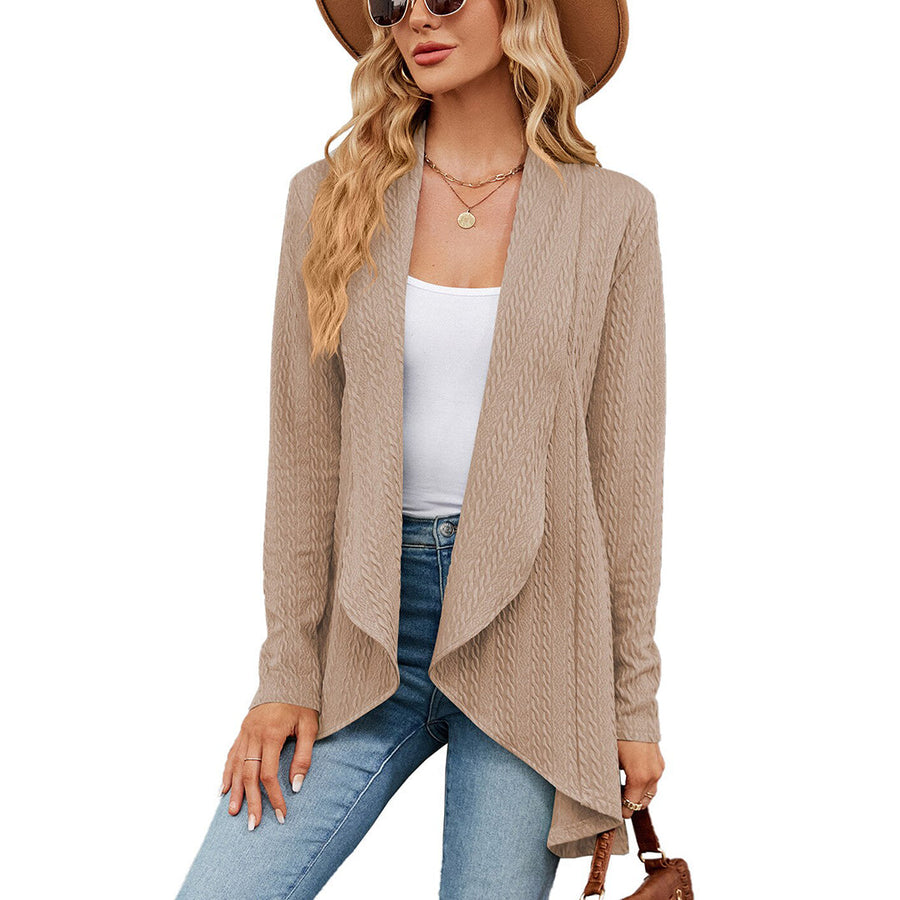 Effie | Women's Winter Cardigan – Cable Knit Waterfall view 7