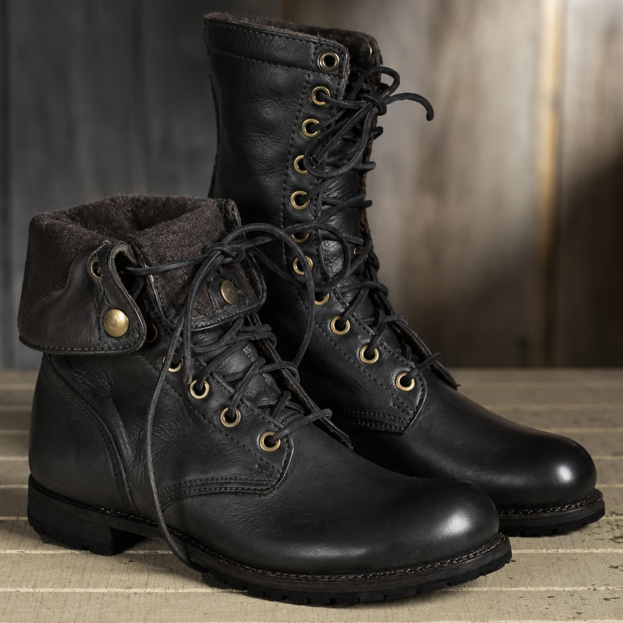Emma | Women's Lace Up Boots – Combat Style Heritage Winter Boots view 2