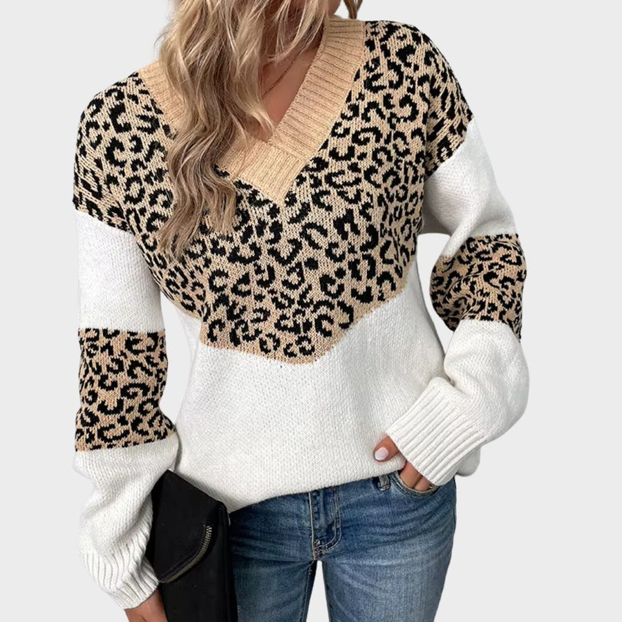 Josephine | Elegant V-neck Sweater Leopard view 6