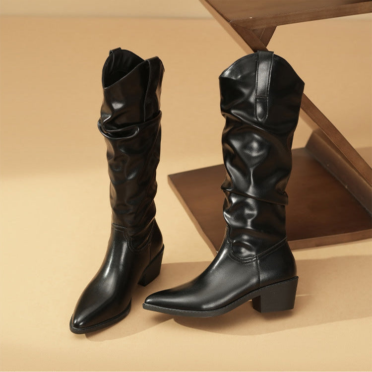 Kerensa | Slouch-style Shape Block Heel Women's Boots view 16