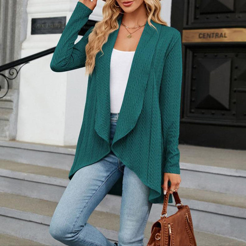 Effie | Women's Winter Cardigan – Cable Knit Waterfall