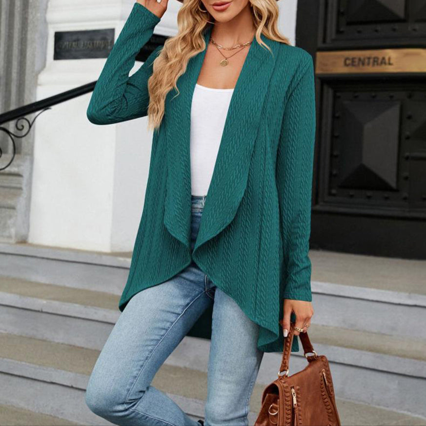 Effie | Women's Winter Cardigan – Cable Knit Waterfall view 1