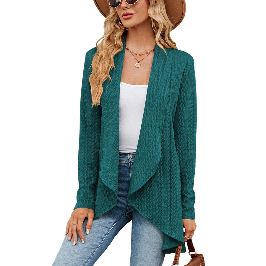 Effie | Women's Winter Cardigan – Cable Knit Waterfall view 8