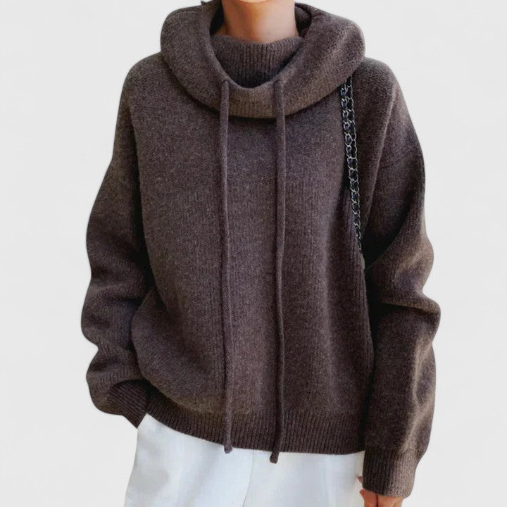 Lorelei | Cowl Neck Sweater with Drawstring Collar view 2