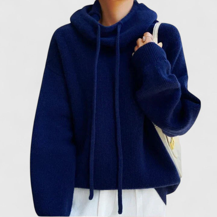 Lorelei | Cowl Neck Sweater with Drawstring Collar view 4