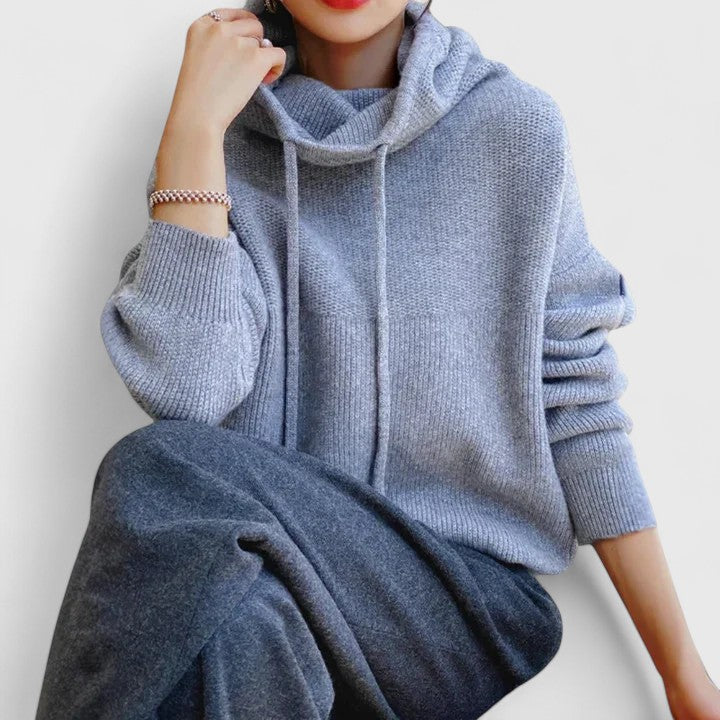 Lorelei | Cowl Neck Sweater with Drawstring Collar view 7