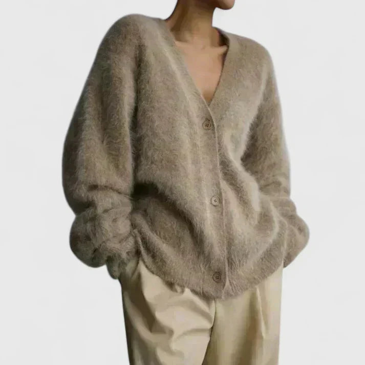 Willa | Women's Winter Cardigan – Premium Mohair-Style V-Neck view 2