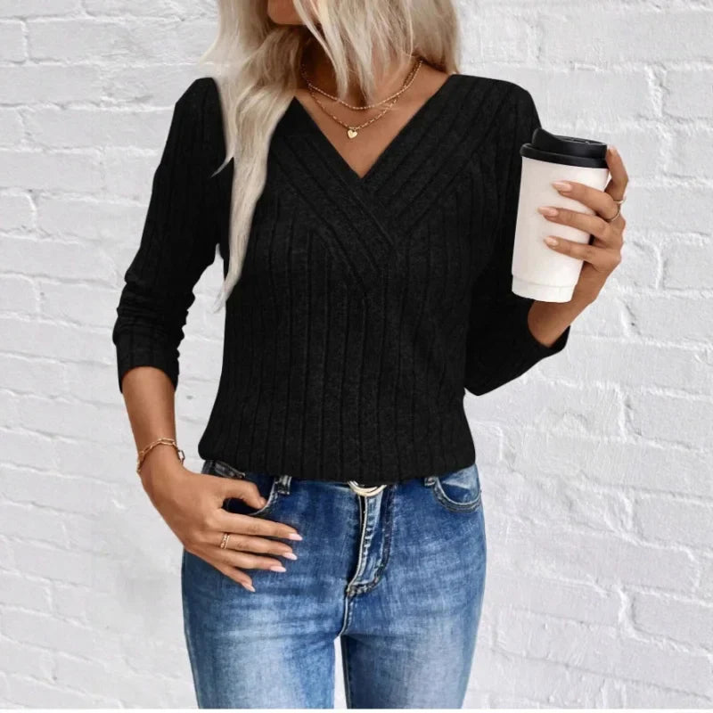 Zelda | Elegant Sunken Stripe Sweater view 2