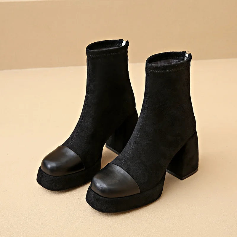 Theodora | Back Zip Closure Rounded Toe Boots view 5