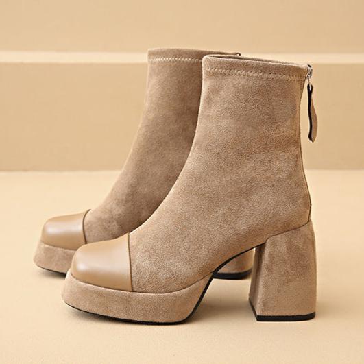 Theodora | Back Zip Closure Rounded Toe Boots view 8