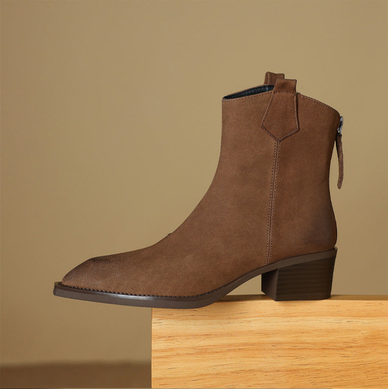 Alessia | Ankle Block Heel Pull Tab Detail Ankle Boots view 6