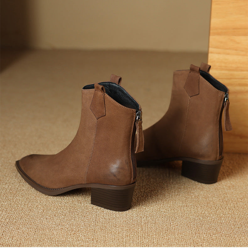 Alessia | Ankle Block Heel Pull Tab Detail Ankle Boots view 7