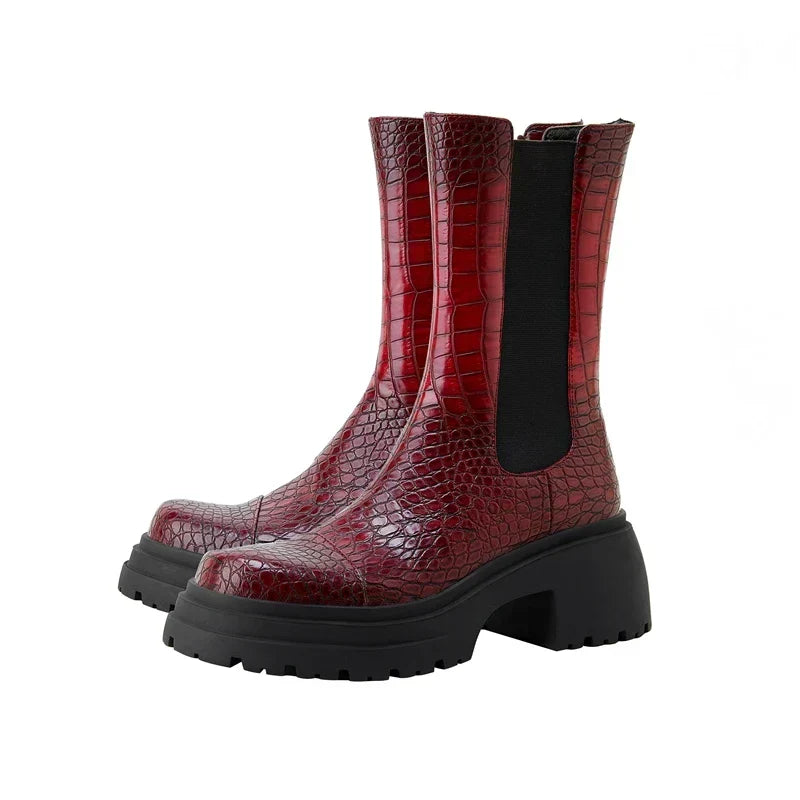 Hesione | Platform Sole Elastic Side Panels Boots view 6